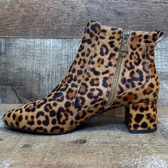 NEW Jack Rogers Berkley Booties Leopard Calf Hair Ankle Boots Size 7 - Picture 6 of 11